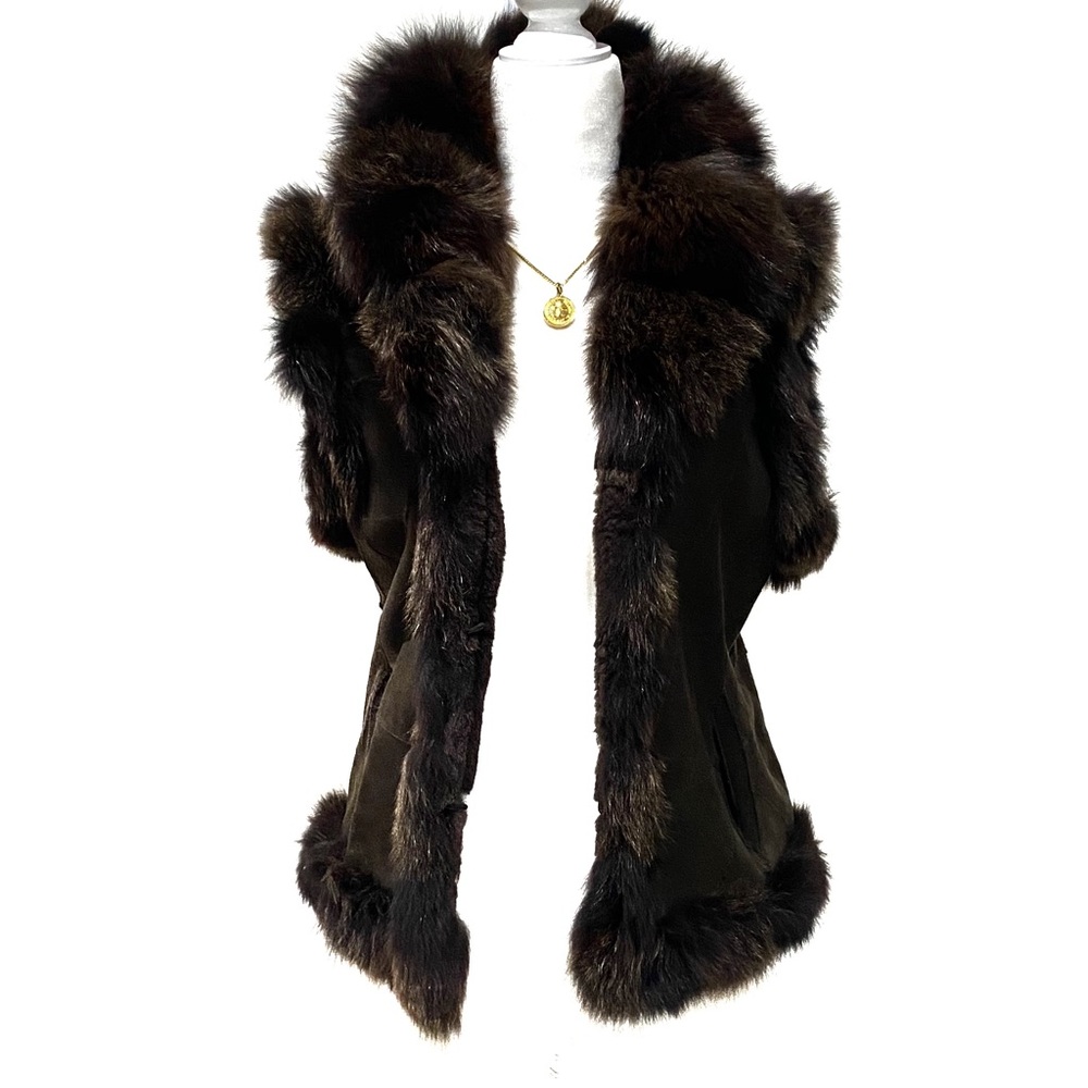 BELLE FARE Layering Dyed Brown Fox Fur Vest Size S $875 - Picture 3 of 8
